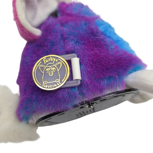 1999 Furby Babies Interactive Toy Pink Purple White Fur Tiger Electronics w/ Tag - Picture 8 of 11